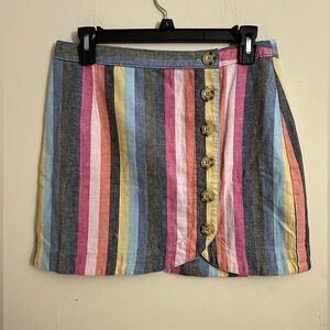 Abercrombie & Fitch Women Linen/Cotton Lined Striped Mini Skirt Size S